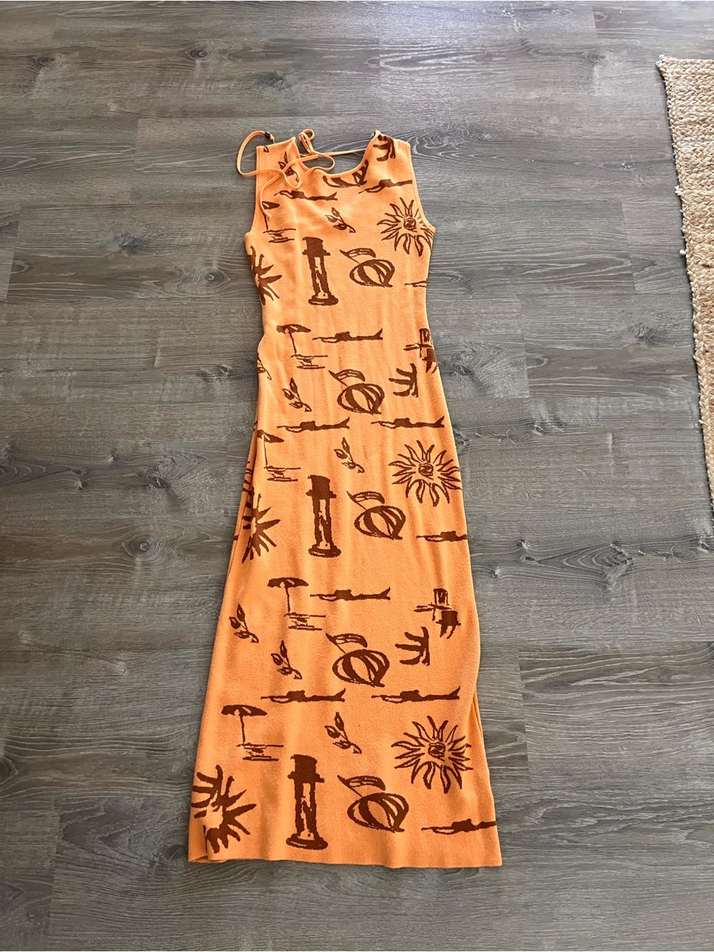 Orange Printed Halter Maxi Dress